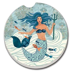 counterart mermaid island 1 pack absorbent stone coaster for vehicle cup holder 2.6” diameter manufactured in the usa