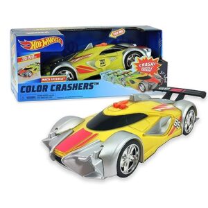 hot wheels color crashers, mach speeder, kids toys for ages 3 up by just play