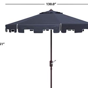 Safavieh PAT8100A Outdoor Zimmerman UV Protected Navy and White 11-ft Round Market Umbrella