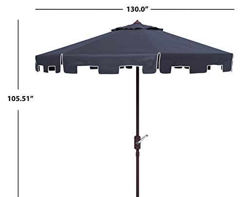 Safavieh PAT8100A Outdoor Zimmerman UV Protected Navy and White 11-ft Round Market Umbrella