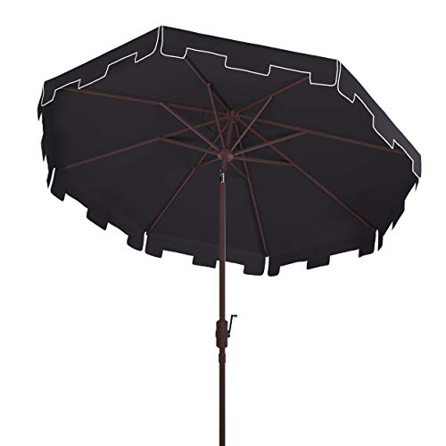 Safavieh PAT8100A Outdoor Zimmerman UV Protected Navy and White 11-ft Round Market Umbrella