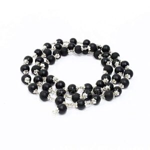 vedic vaani natural unique and rare from gandaki river lord narayanam shaligram round beads mala in pure silver capping for worship, positivity, good health and wealth buy at make in india