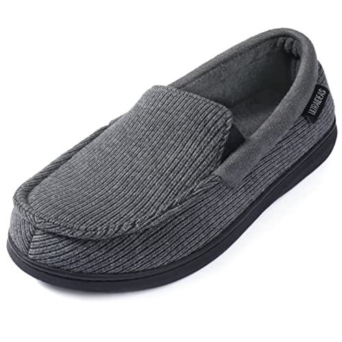 ULTRAIDEAS Men's Carver Slippers Moc Loafer House Shoes Memory Foam, Charcoal Grey, 12 US