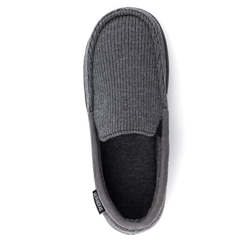 ULTRAIDEAS Men's Carver Slippers Moc Loafer House Shoes Memory Foam, Charcoal Grey, 12 US