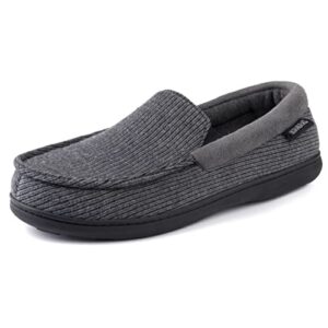 ULTRAIDEAS Men's Carver Slippers Moc Loafer House Shoes Memory Foam, Charcoal Grey, 12 US