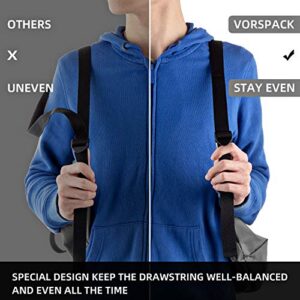 Vorspack Drawstring Backpack Water Resistant String Bag Cinch Bag Sports Gym Sack with Side Pocket for Men Women - Black