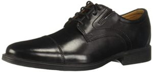 clarks mens whiddon cap oxford, black leather, 14 us