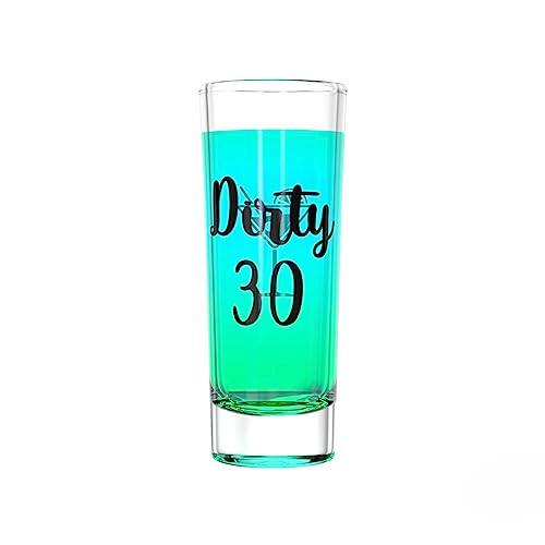 Greenline Goods Shot Glass – 30th Birthday - Dirty 30 Toasting Glass Funny Present to Celebrate Thirty (1 Glass) – Funny Colored Shot Glass For Men and Women