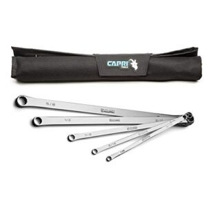 capri tools 0 degree offset extra long box end wrench set, sae, 1/4-3/4 in, 8 sizes, 5 piece