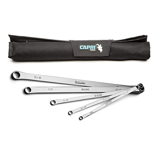 Capri Tools 0 Degree Offset Extra Long Box End Wrench Set, SAE, 1/4-3/4 in, 8 Sizes, 5 Piece