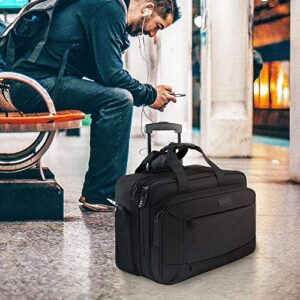 KROSER Rolling Laptop Bag for Men Women, Rolling Laptop Wheeled Briefcase for Business Fits Up to 17.3 Inch Laptop, Water-Repellent Wheeled Computer Bag Roller Case with RFID Pockets for Travel