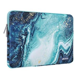 mosiso laptop sleeve compatible with macbook air/pro, 13-13.3 inch notebook, compatible with macbook pro 14 inch 2023-2021 a2779 m2 a2442 m1, polyester vertical creative wave marble bag with pocket