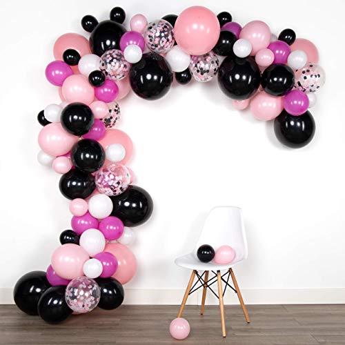 Lunar Bliss 16 ft Balloon Arch & Garland Kit | 100 Balloons, Pink, black, white, and confetti | Birthday Party Decorations, Baby Shower, Engagement, Bridal Shower (Minnie)