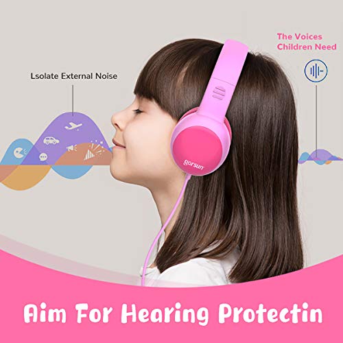 gorsun Kids Headphones with Limited Volume, Children's Headphone Over Ear, Toddler Headphones for Boys and Girls, Wired Headset Earphones for Children