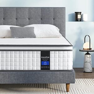 inofia twin mattress, 10 inch twin size hybrid mattress in a box with cool memory foam, breathable comfortable single mattress, motion isolating individually wrapped coils, supportive&pressure relief