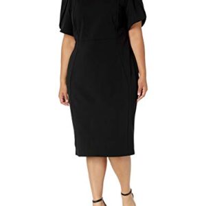 Calvin Klein Women's Size Tulip Sleeved Seamed Sheath, Black 2, 18 Plus