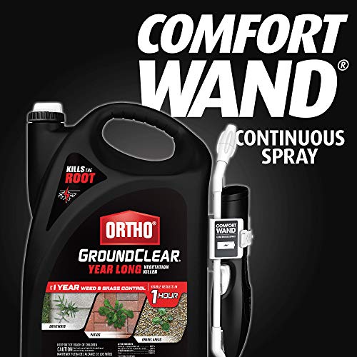 Ortho GroundClear Year Long Vegetation Killer - With Continuous Spray Comfort Wand, Visible Results in 1 Hour, Kills Weeds and Grasses to the Root, Up to 1 Year of Weed and Grass Control, 1.33 gal.