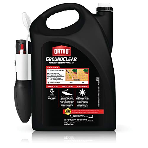 Ortho GroundClear Year Long Vegetation Killer - With Continuous Spray Comfort Wand, Visible Results in 1 Hour, Kills Weeds and Grasses to the Root, Up to 1 Year of Weed and Grass Control, 1.33 gal.