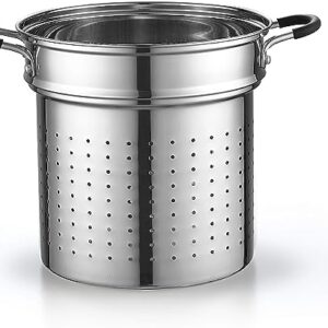 Cook N Home 4-Piece Stainless Steel Pasta Cooker Steamer Multipots, 12 Quart, Silver