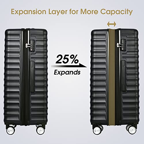 Merax Luggage Sets with TSA Locks, 3 Piece Lightweight Expandable Luggage with Spinner Wheels 20inch 24inch 28inch (Black)