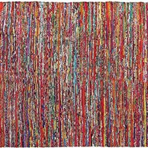 Cotton Multi Chindi Hand Woven Rugs 36X60 Inch Multi Color Chindi Rag Rug - 3x5 Feet Rectangle Bohemian Colorful Area Rug - Recycled Hand Braided Rugs- Biodegradable