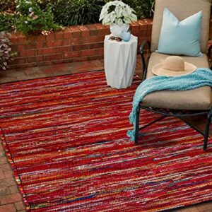 Cotton Multi Chindi Hand Woven Rugs 36X60 Inch Multi Color Chindi Rag Rug - 3x5 Feet Rectangle Bohemian Colorful Area Rug - Recycled Hand Braided Rugs- Biodegradable