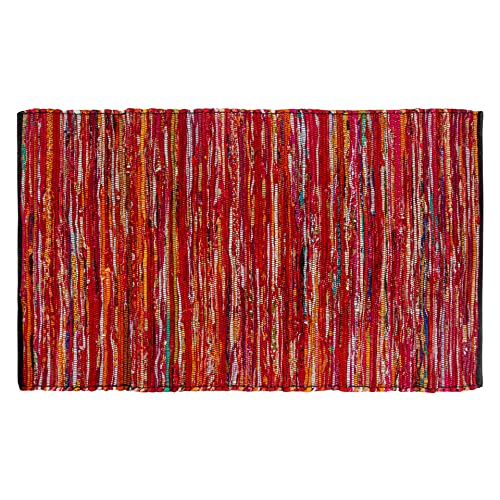 Cotton Multi Chindi Hand Woven Rugs 36X60 Inch Multi Color Chindi Rag Rug - 3x5 Feet Rectangle Bohemian Colorful Area Rug - Recycled Hand Braided Rugs- Biodegradable