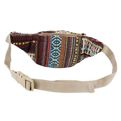 Hemp Fanny Pack,Adjustable Waist and Multiple Pockets,Waist Bag & for all purpose (Multicolored)