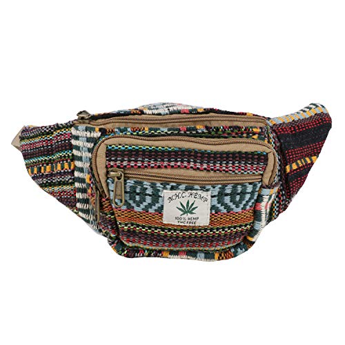 Hemp Fanny Pack,Adjustable Waist and Multiple Pockets,Waist Bag & for all purpose (Multicolored)