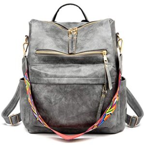zocilor women's fashion backpack purse multipurpose design convertible satchel handbags and shoulder bag pu leather travel bag (grey)