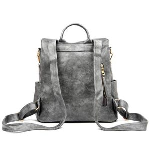 ZOCILOR Women's Fashion Backpack Purse Multipurpose Design Convertible Satchel Handbags and Shoulder Bag PU Leather Travel bag (Grey)