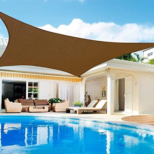 Lehood Sun Shade Sail, 8'x 10' Rectangle Canopy Sail UV Block Sun Shade for Outdoor Patio Garden Backyard, Outdoor Shade Sail Brown