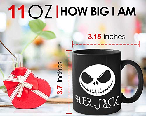 Bubble Hugs Halloween Coffee Mug - Her Jack - Witch Pumpkin Creepy Skull Scary Monster Nightmare Before Christmas Zombie Trick Or Treat Sally Skellington