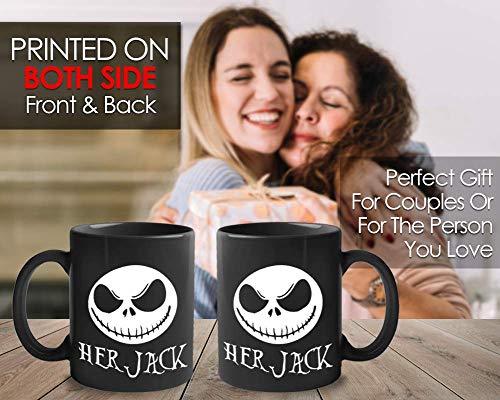 Bubble Hugs Halloween Coffee Mug - Her Jack - Witch Pumpkin Creepy Skull Scary Monster Nightmare Before Christmas Zombie Trick Or Treat Sally Skellington