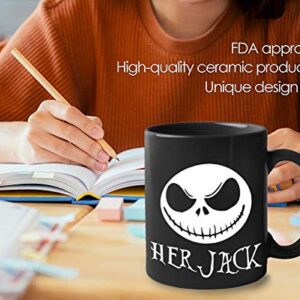 Bubble Hugs Halloween Coffee Mug - Her Jack - Witch Pumpkin Creepy Skull Scary Monster Nightmare Before Christmas Zombie Trick Or Treat Sally Skellington