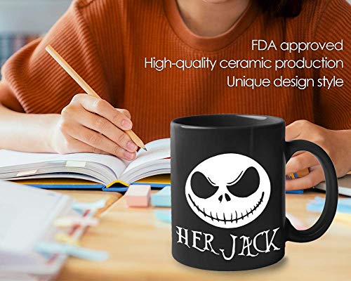 Bubble Hugs Halloween Coffee Mug - Her Jack - Witch Pumpkin Creepy Skull Scary Monster Nightmare Before Christmas Zombie Trick Or Treat Sally Skellington