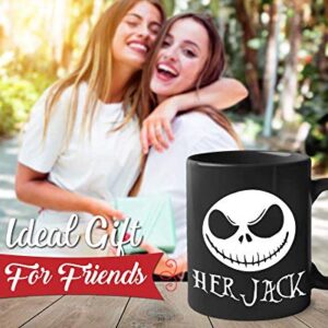 Bubble Hugs Halloween Coffee Mug - Her Jack - Witch Pumpkin Creepy Skull Scary Monster Nightmare Before Christmas Zombie Trick Or Treat Sally Skellington