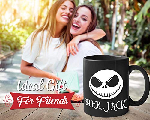 Bubble Hugs Halloween Coffee Mug - Her Jack - Witch Pumpkin Creepy Skull Scary Monster Nightmare Before Christmas Zombie Trick Or Treat Sally Skellington