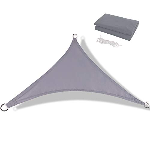 Anecoul Sun Shade Sail Waterproof Triangle 16' x 16' x 16' Shade Sails 95% UV Blocker Sunshade Patio Carport Awning in Color Gray 3 Years Warranty (Available for Custom Sizes)