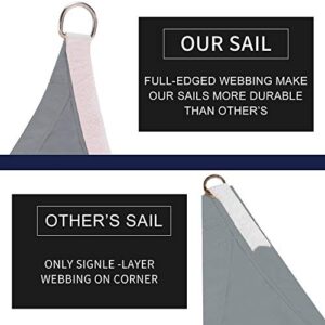 Anecoul Sun Shade Sail Waterproof Triangle 16' x 16' x 16' Shade Sails 95% UV Blocker Sunshade Patio Carport Awning in Color Gray 3 Years Warranty (Available for Custom Sizes)