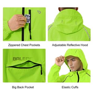 BALEAF Mens Cycling Rain Jacket Windbreaker Waterproof Running Gear Golf Mountain Biking Hood Lightweight Reflective Yellow 2XL