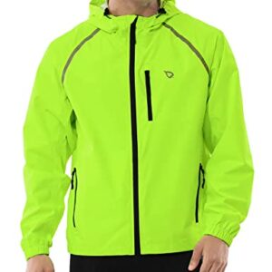 BALEAF Mens Cycling Rain Jacket Windbreaker Waterproof Running Gear Golf Mountain Biking Hood Lightweight Reflective Yellow 2XL