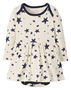 moon and back by hanna andersson baby girls' organic play dress with diaper cover, navy, 3-6 months