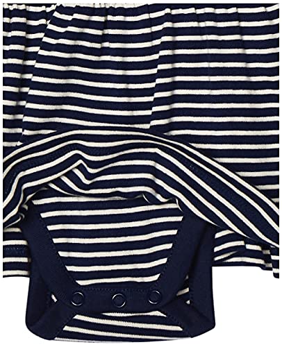 Moon and Back by Hanna Andersson Baby Girls' Organic Play Dress with Diaper Cover, Navy/Ecru, 6-12 Months