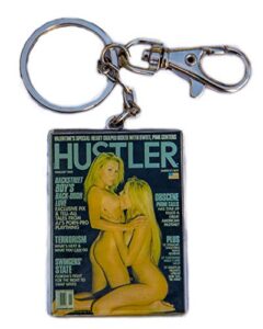 licensing essentials hustler magazine adult keychain february 2002 nicole & haven, black, small