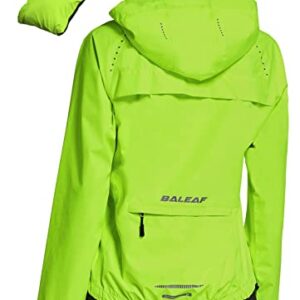 BALEAF Women's Running Rain Jackets Waterproof Windbreaker Windproof Lightweight Cycling Jackets Reflective Packable Hooded Yellow L