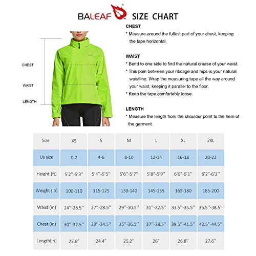 BALEAF Women's Running Rain Jackets Waterproof Windbreaker Windproof Lightweight Cycling Jackets Reflective Packable Hooded Yellow L