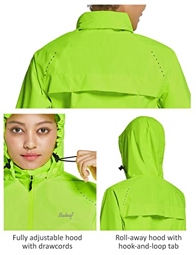 BALEAF Women's Running Rain Jackets Waterproof Windbreaker Windproof Lightweight Cycling Jackets Reflective Packable Hooded Yellow L