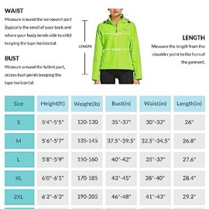 BALEAF Women's Running Rain Jackets Waterproof Windbreaker Windproof Lightweight Cycling Jackets Reflective Packable Hooded Yellow L