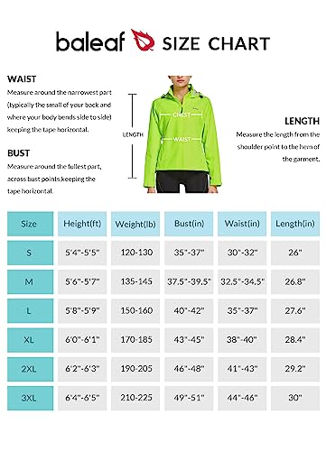 BALEAF Women's Running Rain Jackets Waterproof Windbreaker Windproof Lightweight Cycling Jackets Reflective Packable Hooded Yellow L